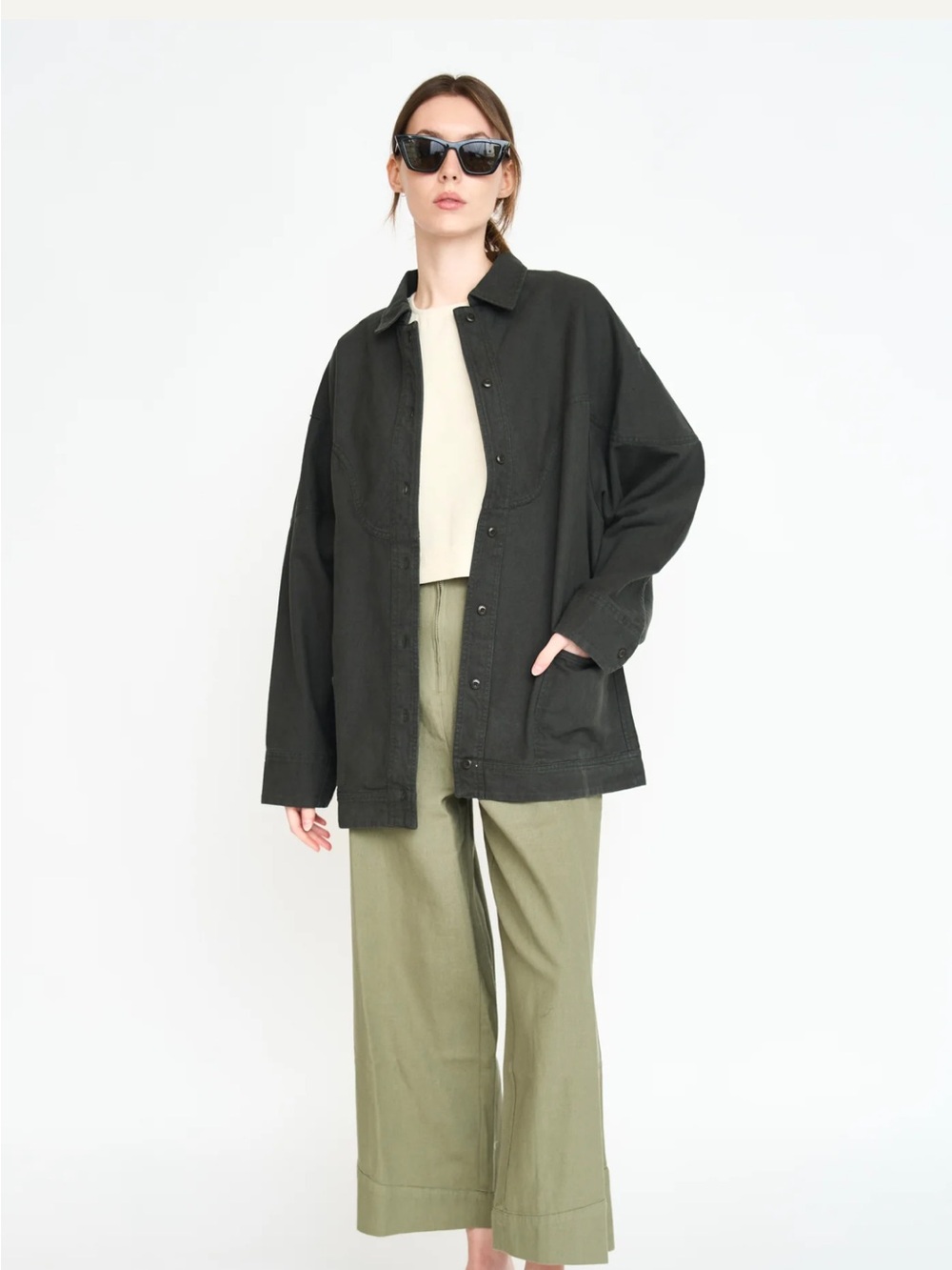 Mirth Teton Jacket Black Olive Western Canvas Organic Cotton Small